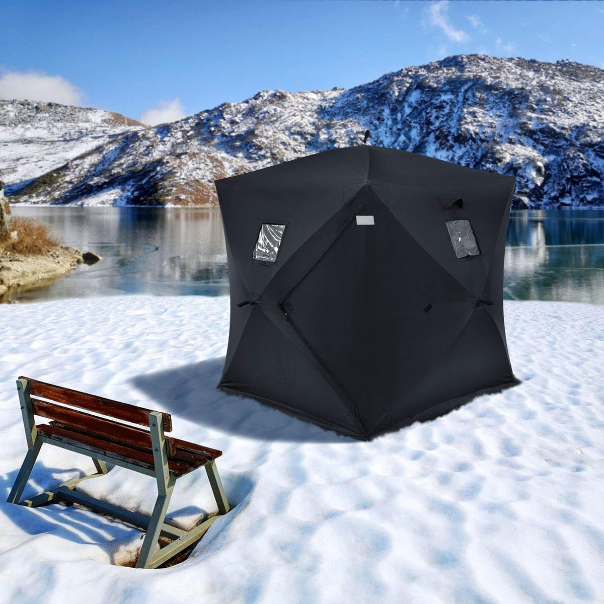 Pop-up Waterproof 2-Person Ice Fishing Tent with Carry Bag F4607