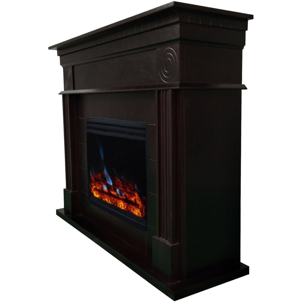 Dark Coffee Electric Fireplace Mantel with Deep Log Insert Y970