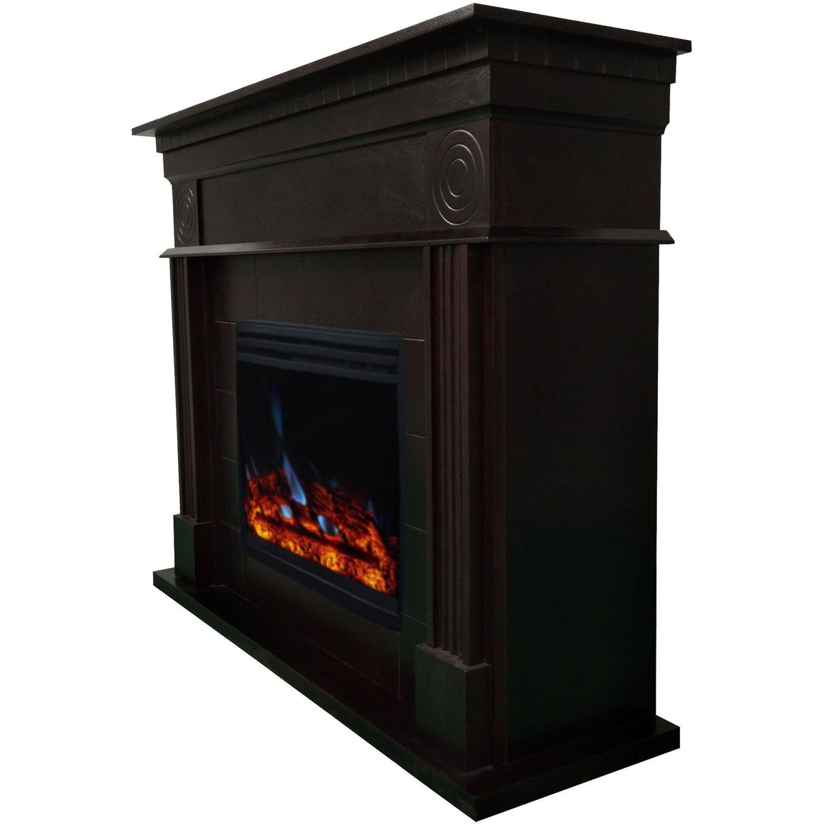 Dark Coffee Electric Fireplace Mantel with Deep Log Insert Y970
