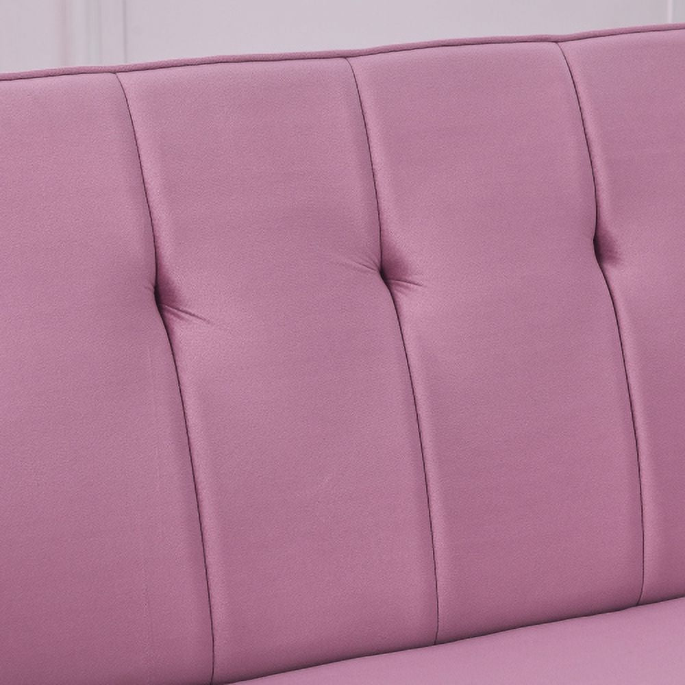 Convertible Velvet Sofa Bed with Two Pillows and Center Leg A92722
