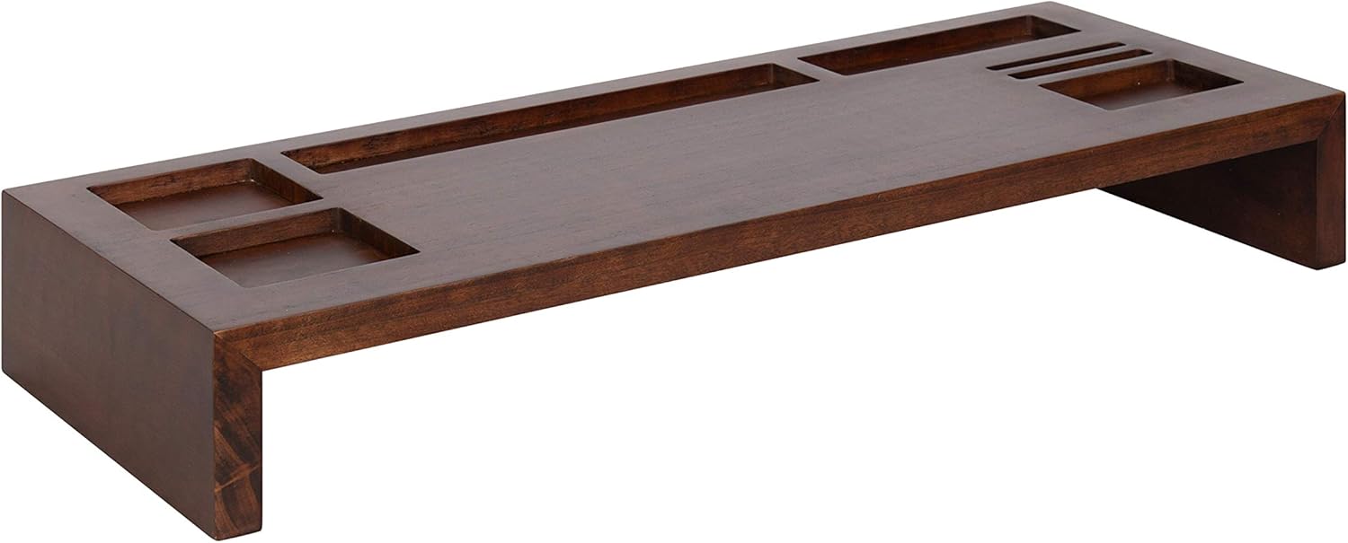 Black Wood Monitor Riser Desk Organizer, Pack of 2 O374