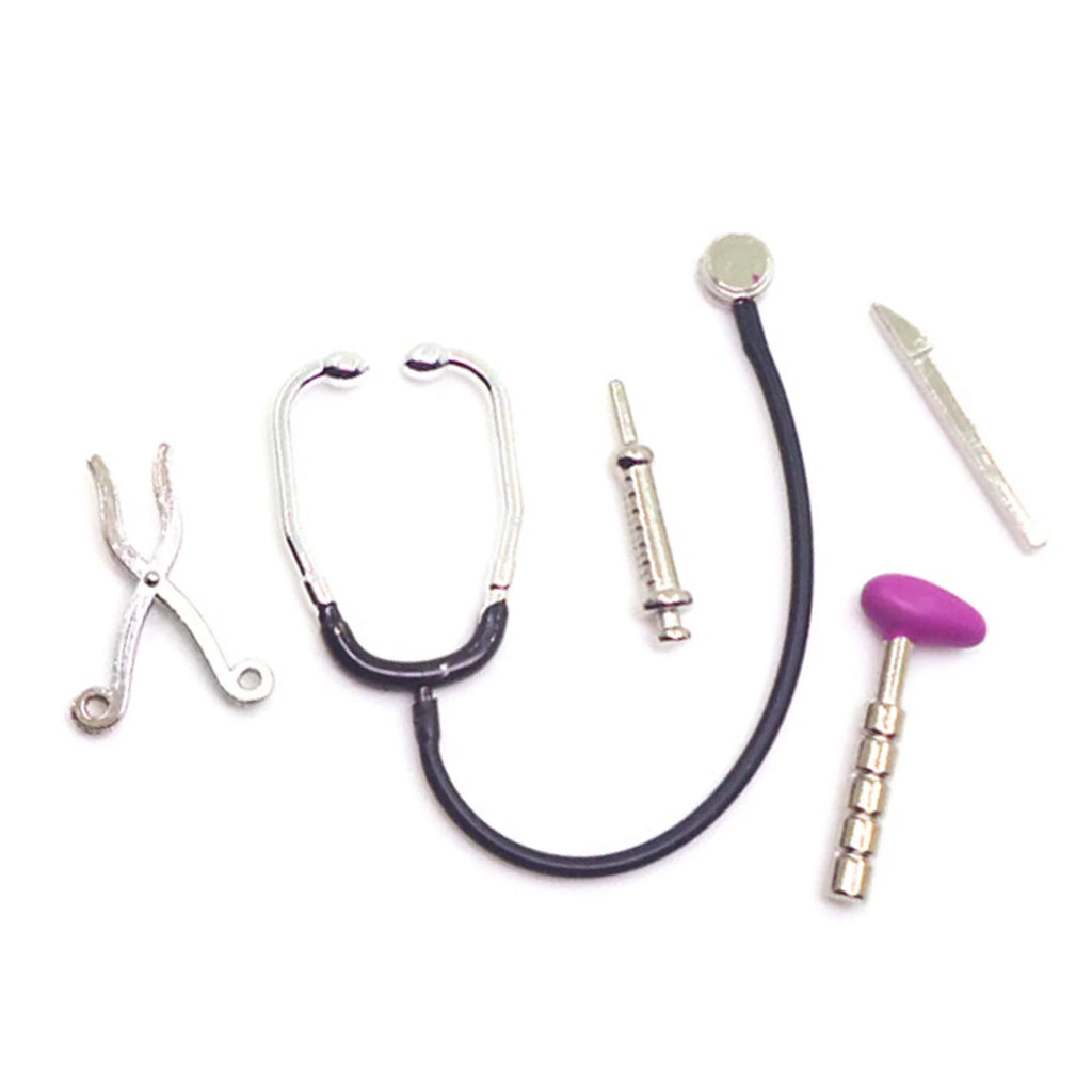 5Pcs 1/12 Dollhouse Mini Stethoscope Hospital Accessories Toys Set R48729