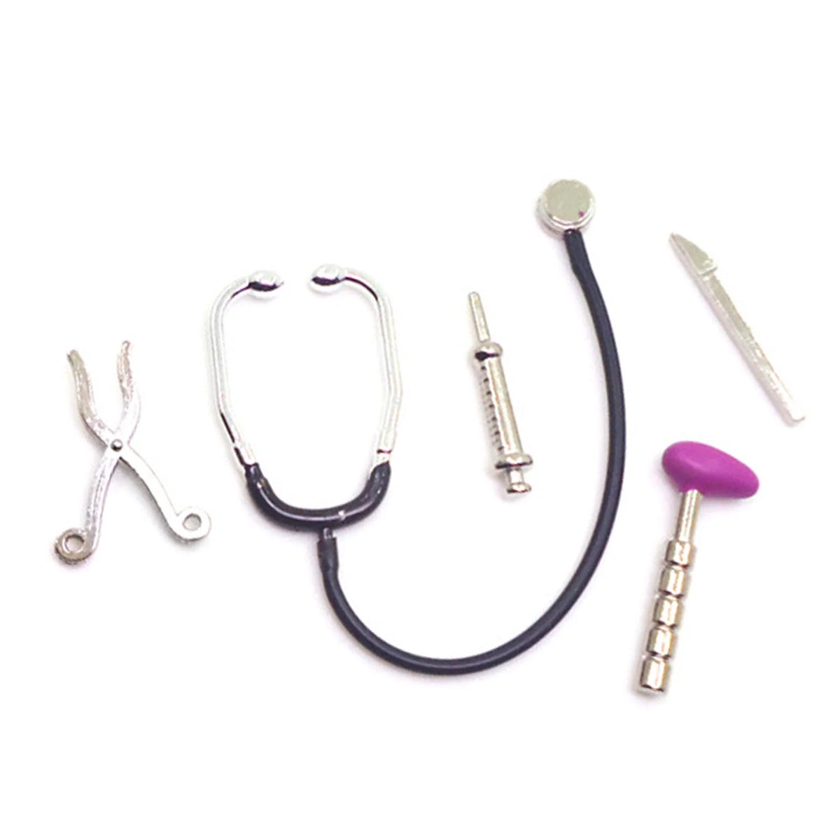 5Pcs 1/12 Dollhouse Mini Stethoscope Hospital Accessories Toys Set R48729