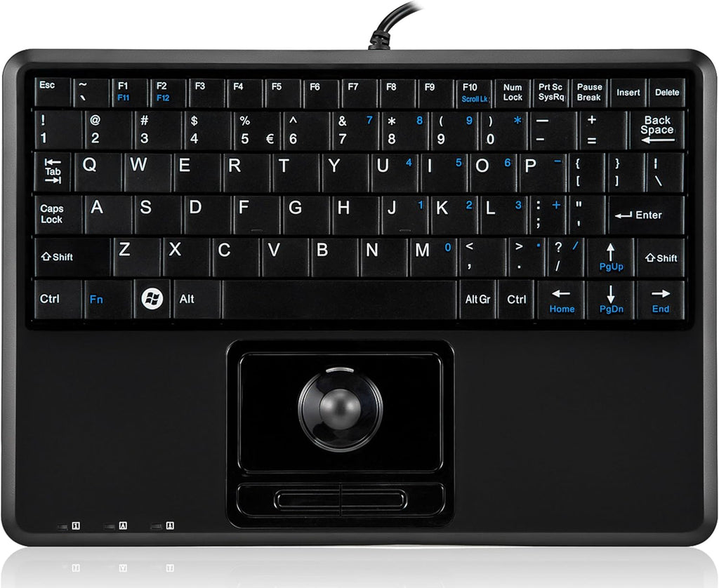 Wired Super Mini Trackball Keyboard with 2 Built-in Hubs, Black, Pack of 2 N502258