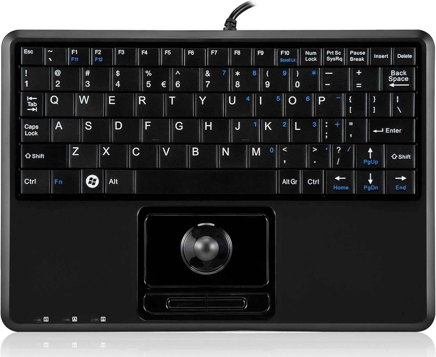 Wired Super Mini Trackball Keyboard with 2 Built-in Hubs, Black, Pack of 2 N502258