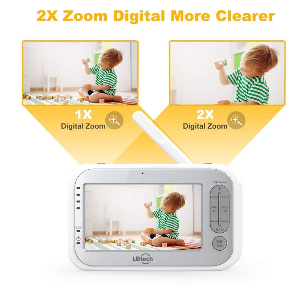 Video Baby Monitor with Two Cameras and 4.3" LCD P6130