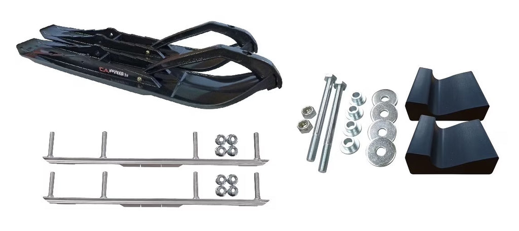 Black XCS Snowmobile Skis with 4.5" Shaper Bars Complete Kit Q1612