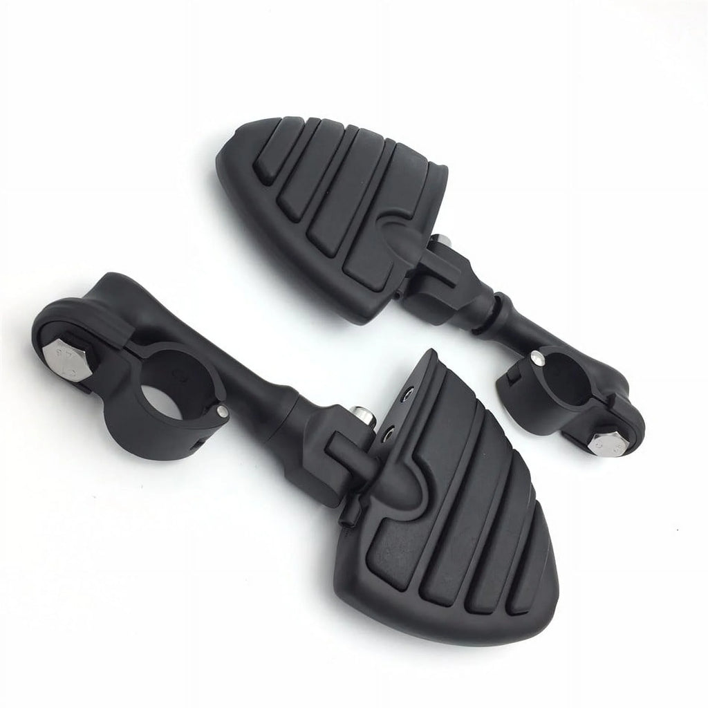 Black Peg Mounting Kit with U Shape Foot Peg Footrest for 1.5 Inch Front Engine Guard Frame Tube P2629