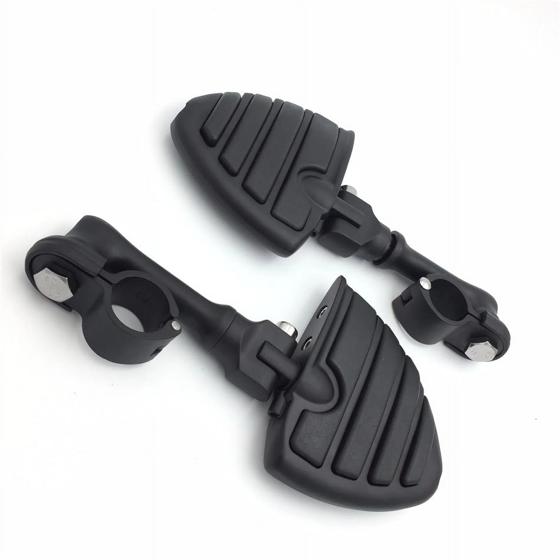 Black Peg Mounting Kit with U Shape Foot Peg Footrest for 1.5 Inch Front Engine Guard Frame Tube P2629
