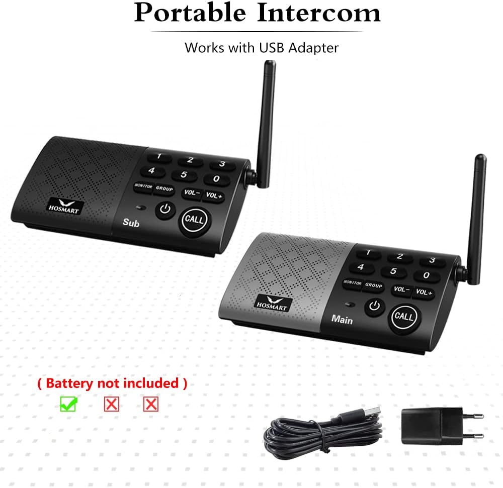 Full Duplex Wireless Intercom System, 1000 feet Range A527