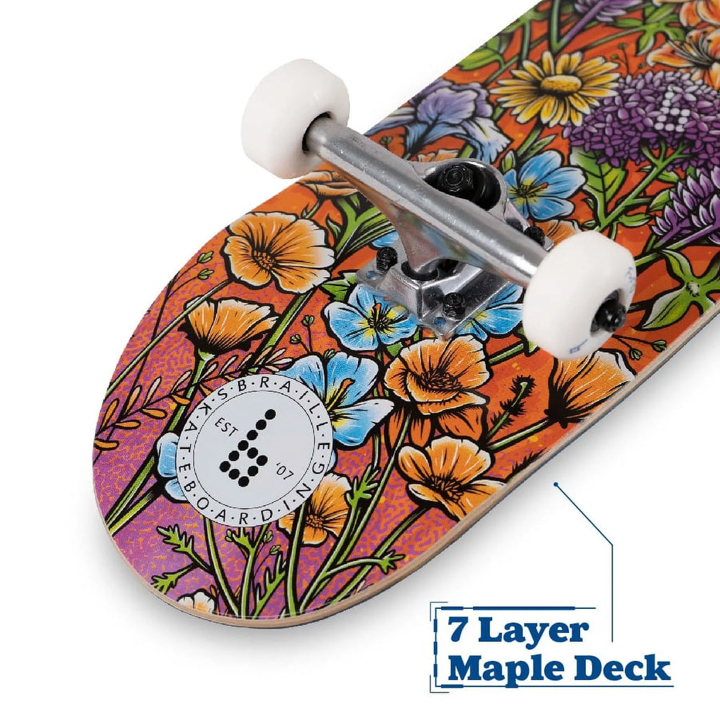 Multicolor 31 In. x 7.75 In. Complete Skateboard with 7-Ply Maple Deck and Abec-7 Bearings F489523