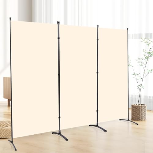 Grey 3 Panel Folding Room Divider Screen with Metal Frame Q13479