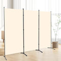 Grey 3 Panel Folding Room Divider Screen with Metal Frame Q13479