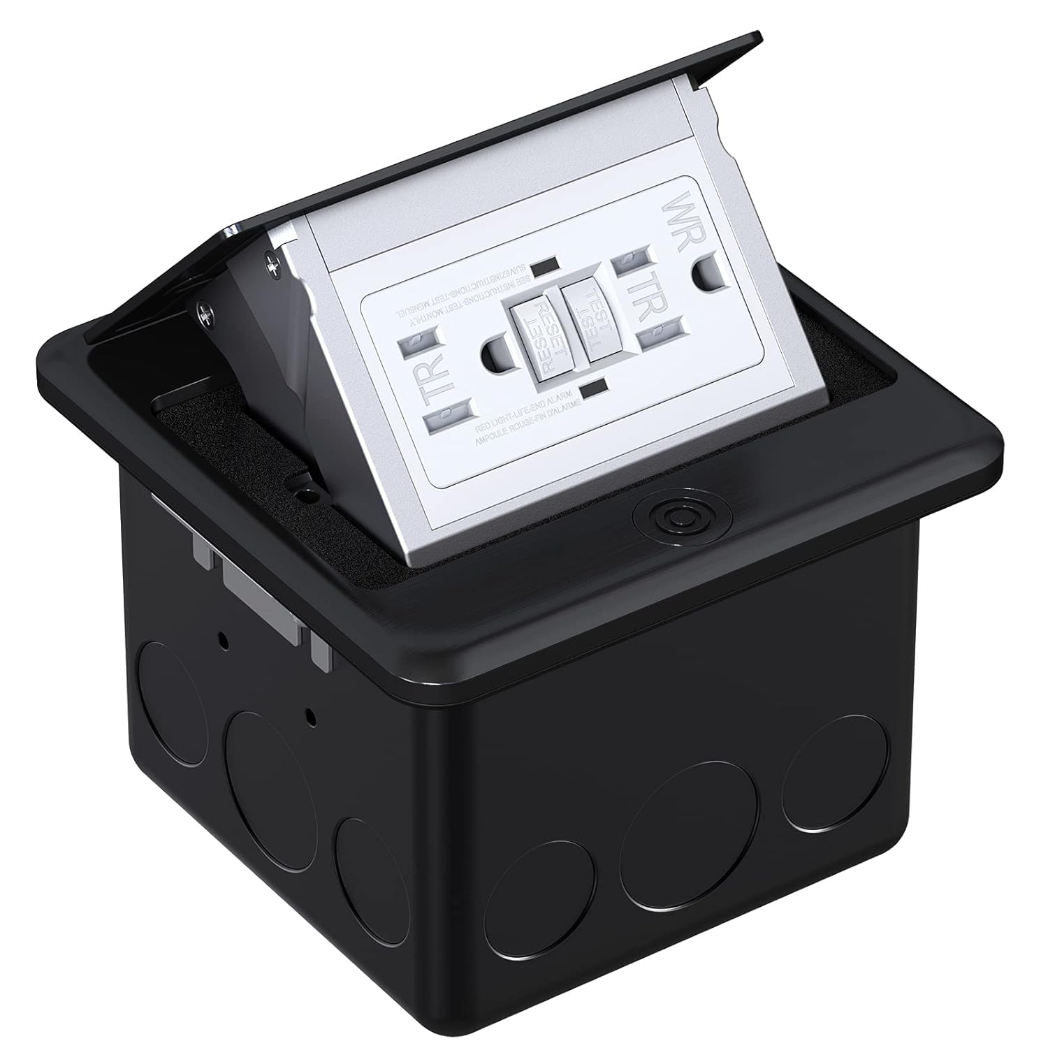 Brushed Nickel Pop Up Floor Outlet Covers Box with 20 Amp Stainless Steel GFCI Tamper Resistant Receptacle Outlet, Pack of 2 Z710