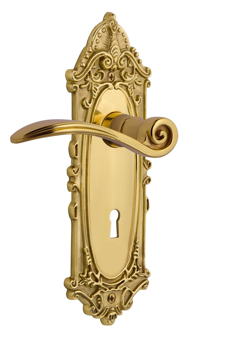 Victorian Polished Brass Privacy Door Lever Set J4159