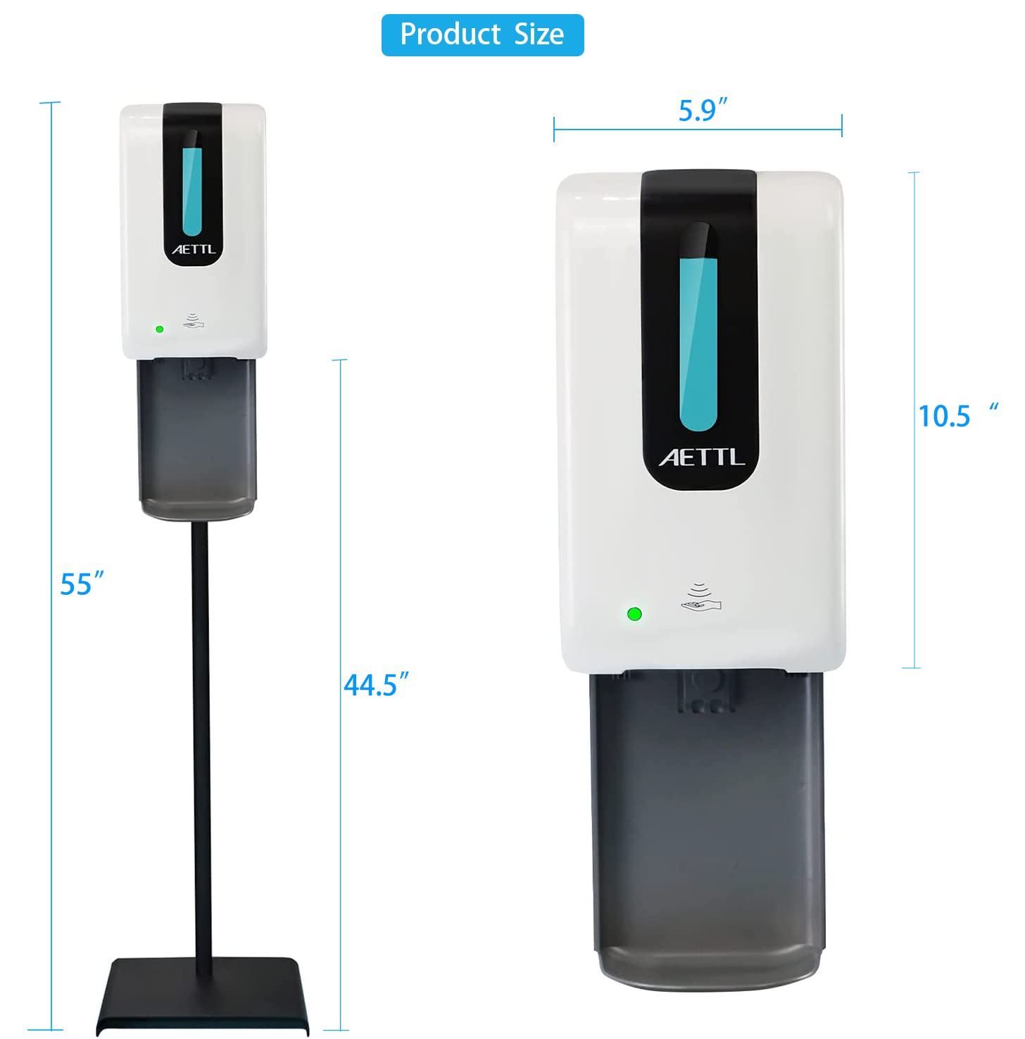 Touchless Automatic Soap Dispenser with Adjustable Stand, 1200ml Refillable Bottle, Pack of 2 R113852