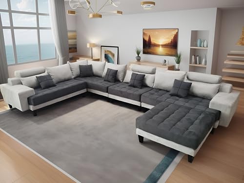Black Microfiber Fabric Sectional Sofa T4171