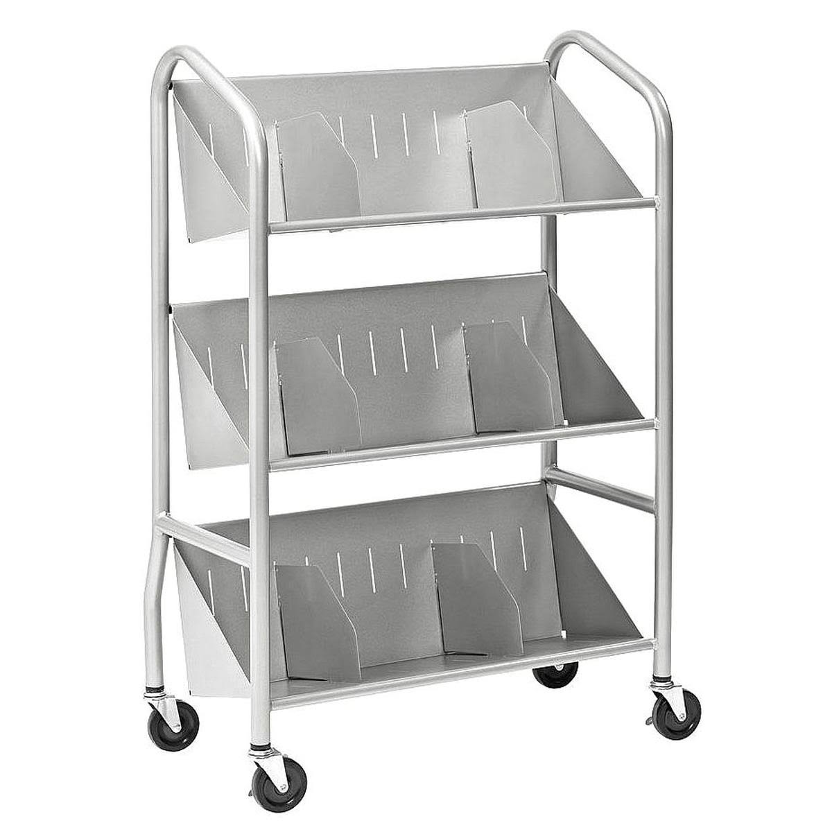 Sloped Shelf Book Cart with Dividers O9051