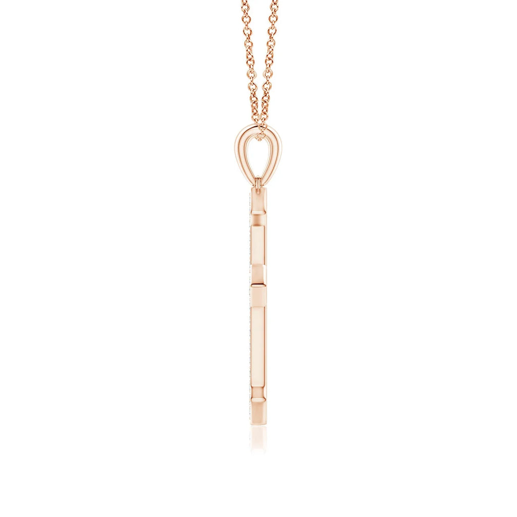Natural 0.1 Ct. Diamond Cross Pendant Necklace in 14K Rose Gold with 18 Inch Chain F396