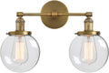 Industrial Style Wall Light Clear Double Sconce with Glass Round Canopy On/Off Button W113188