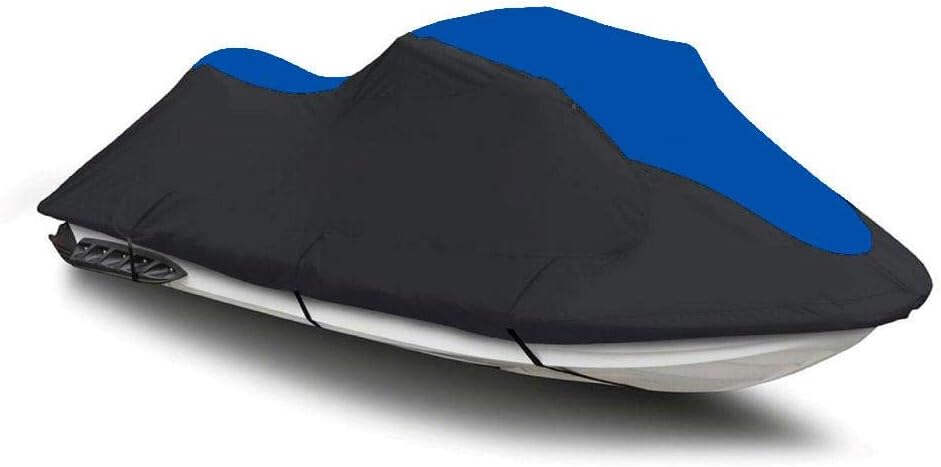 Black/Blue Heavy-Duty 600 Denier Jet Ski PWC Cover 2 Seater Y4357