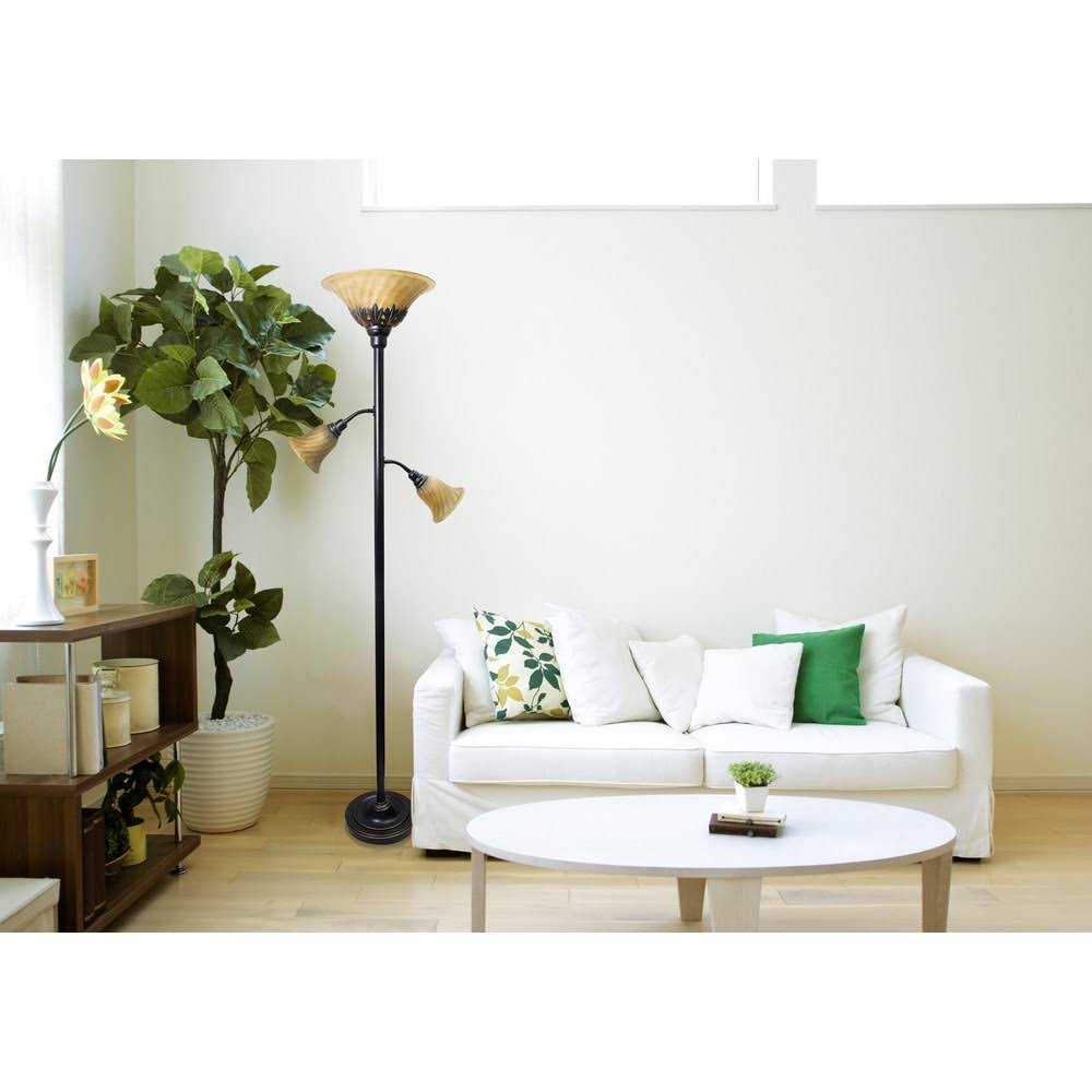 3 Light Floor Lamp with Scalloped Glass Shades V79568