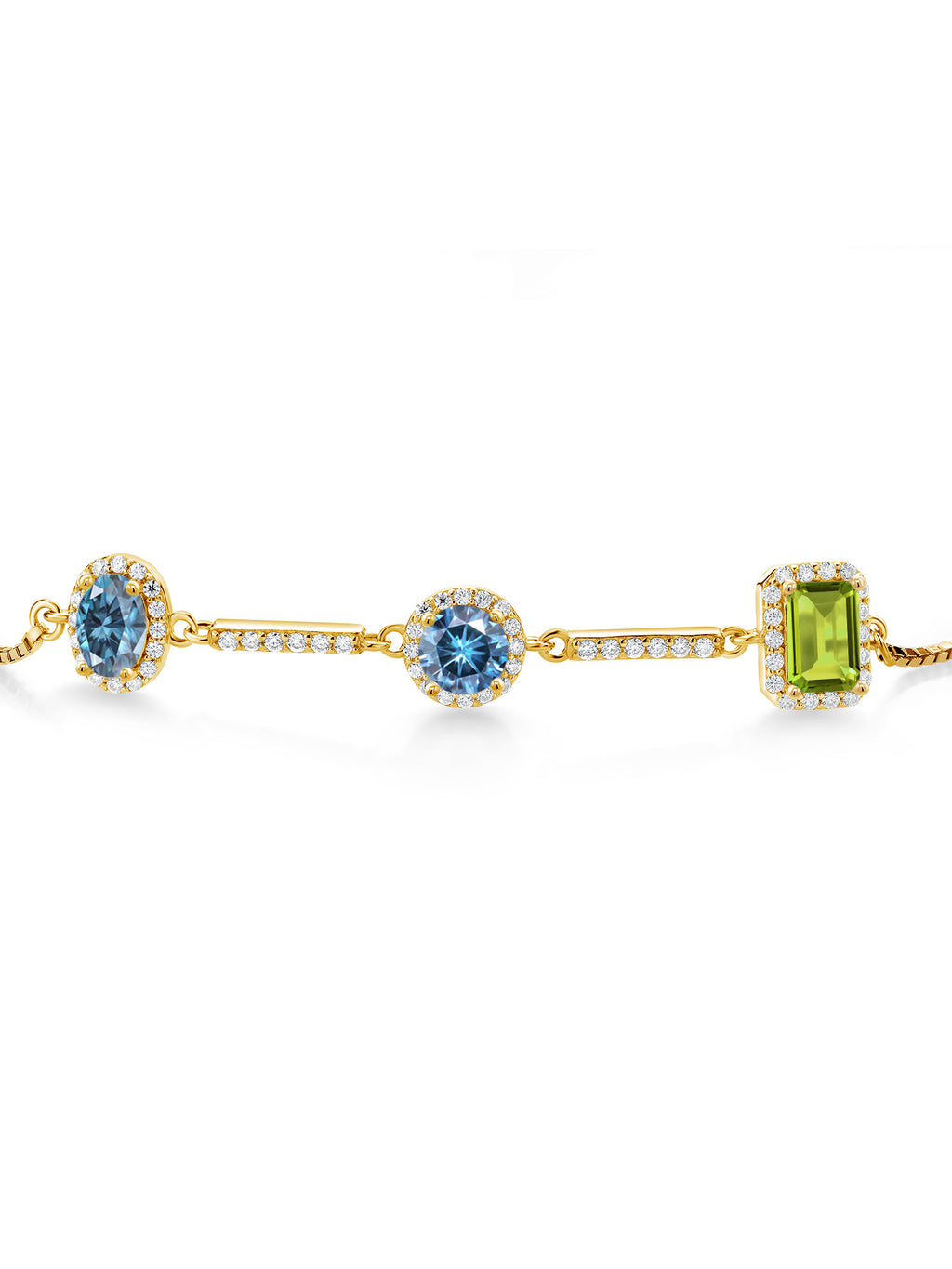 18K Yellow Gold Plated Silver Bracelet Persian Blue Moissanite (1.55 Cttw) N470