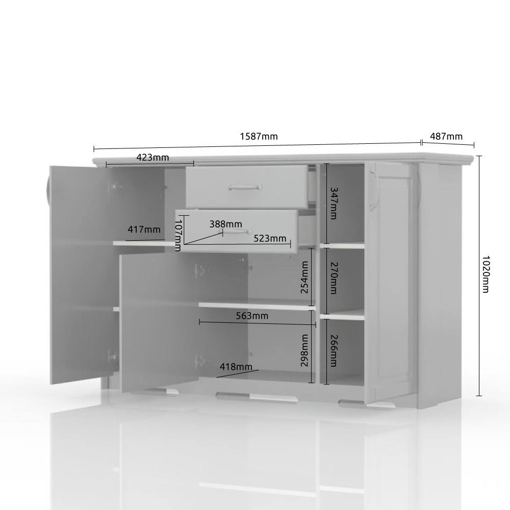 3 Cabinet 2 Drawer Sideboard E36716