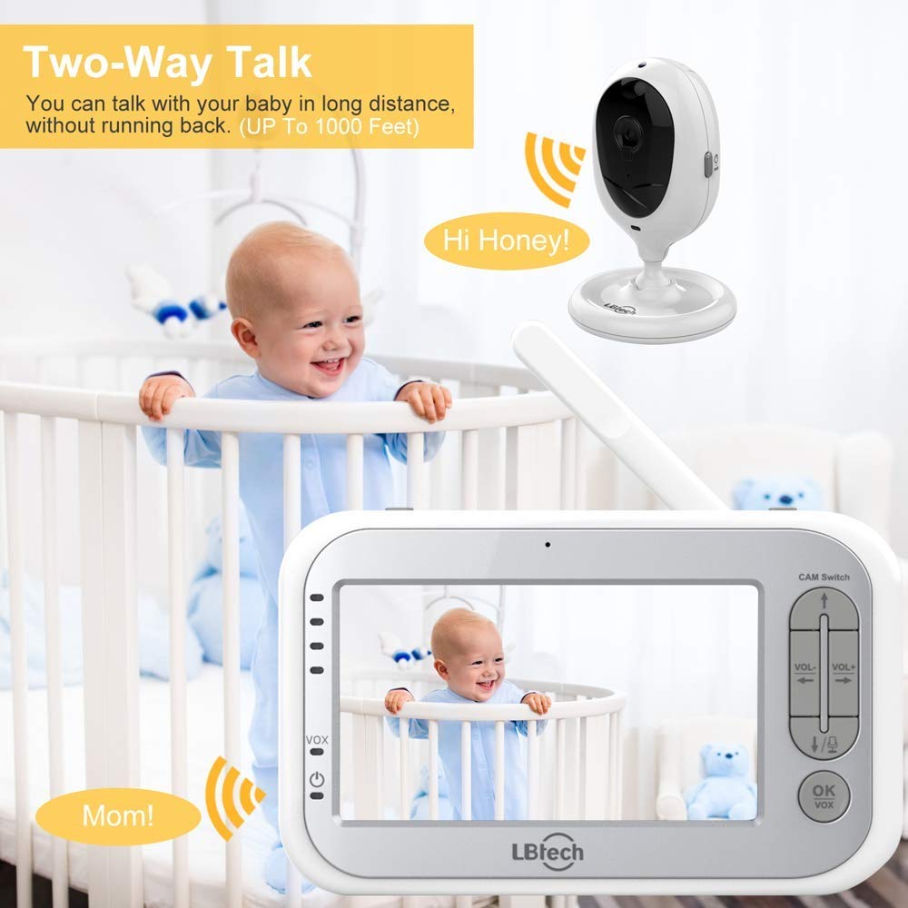 Video Baby Monitor with Two Cameras and 4.3" LCD P6130