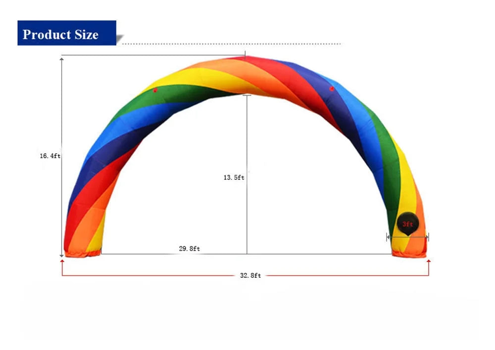 10M Inflatable Rainbow Arch with PU Coated with 110V Blower W137