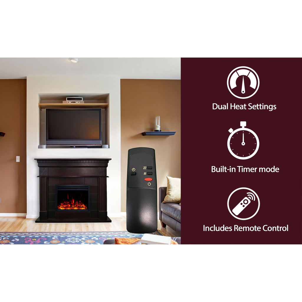 Dark Coffee Electric Fireplace Mantel with Deep Log Insert Y970