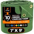 10oz Green Poly Canvas Tarp with Brass Grommets A48256