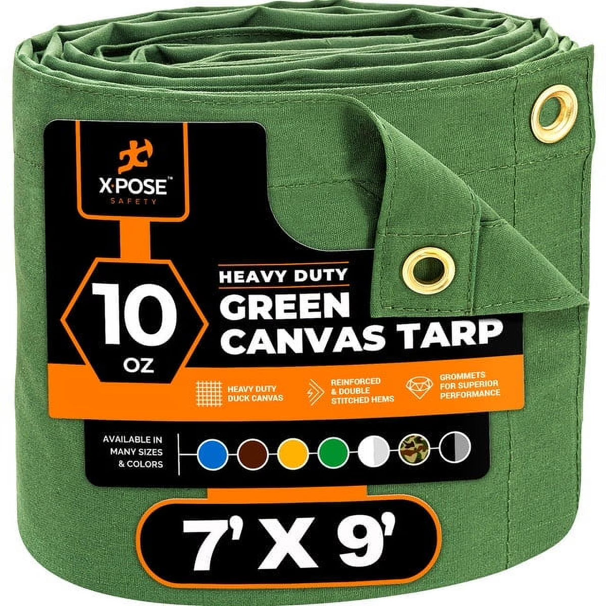10oz Green Poly Canvas Tarp with Brass Grommets A48256