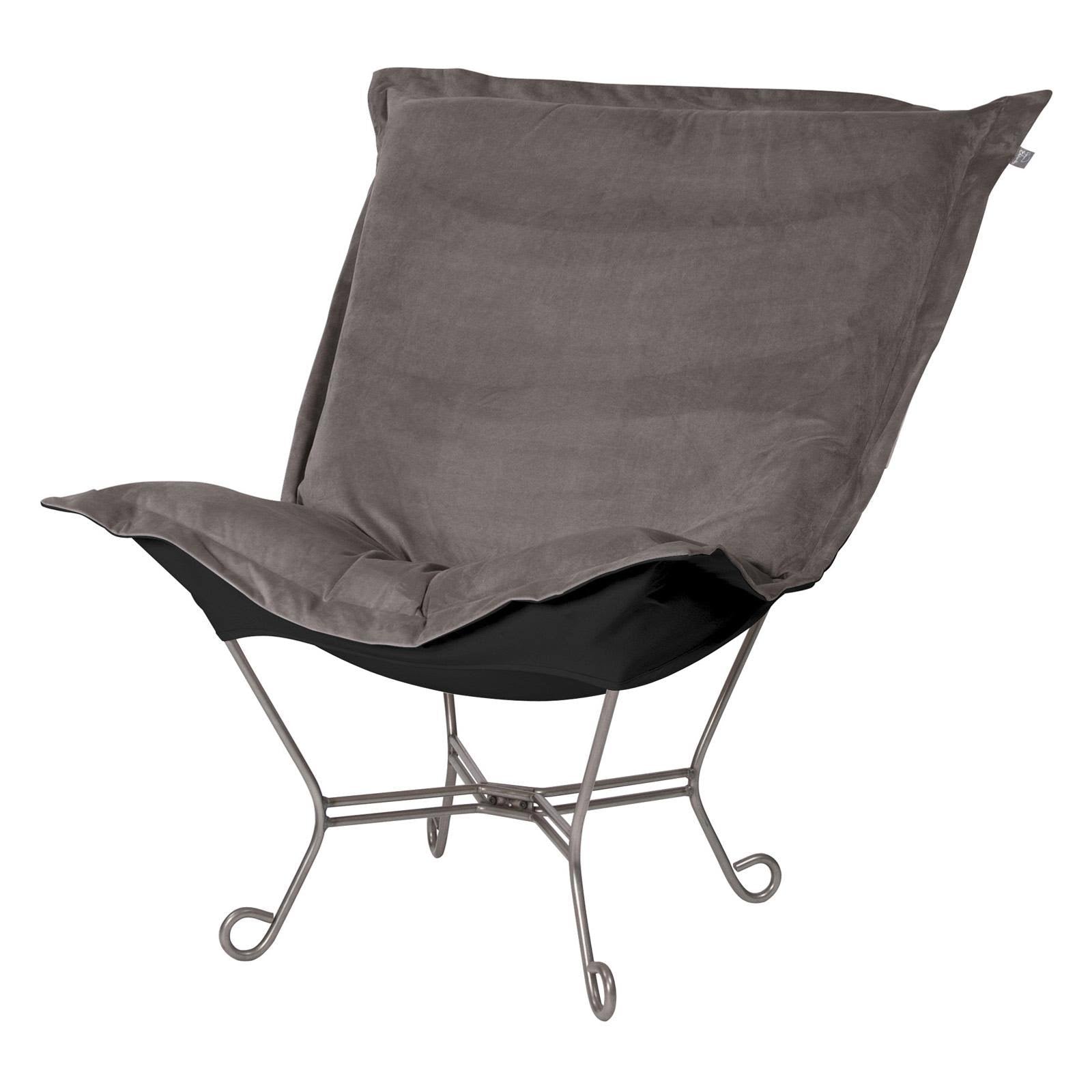 Pewter/Black Puff Scroll Chair with Titanium Frame N693