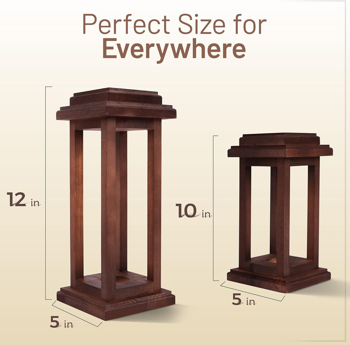 Rustic Decorative Wooden Lantern Set of 2 G616166