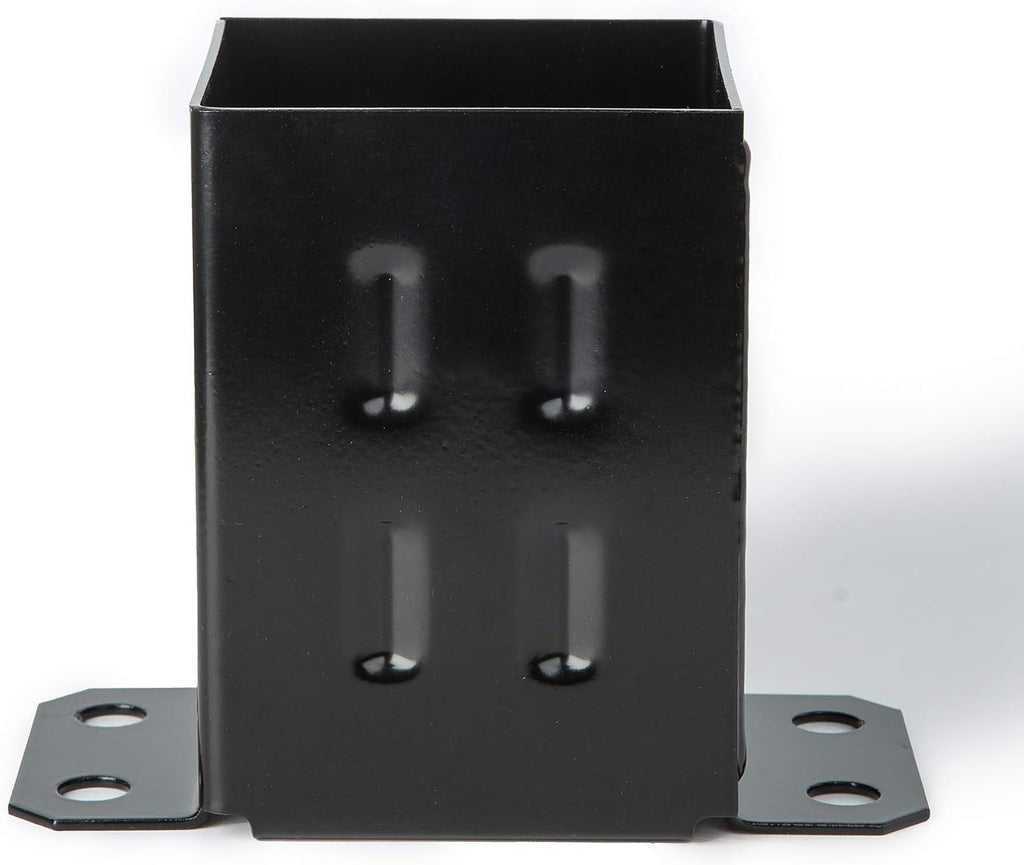 4 Pack Black Steel Fence Post Base Brackets for 4x4 Wood Z714