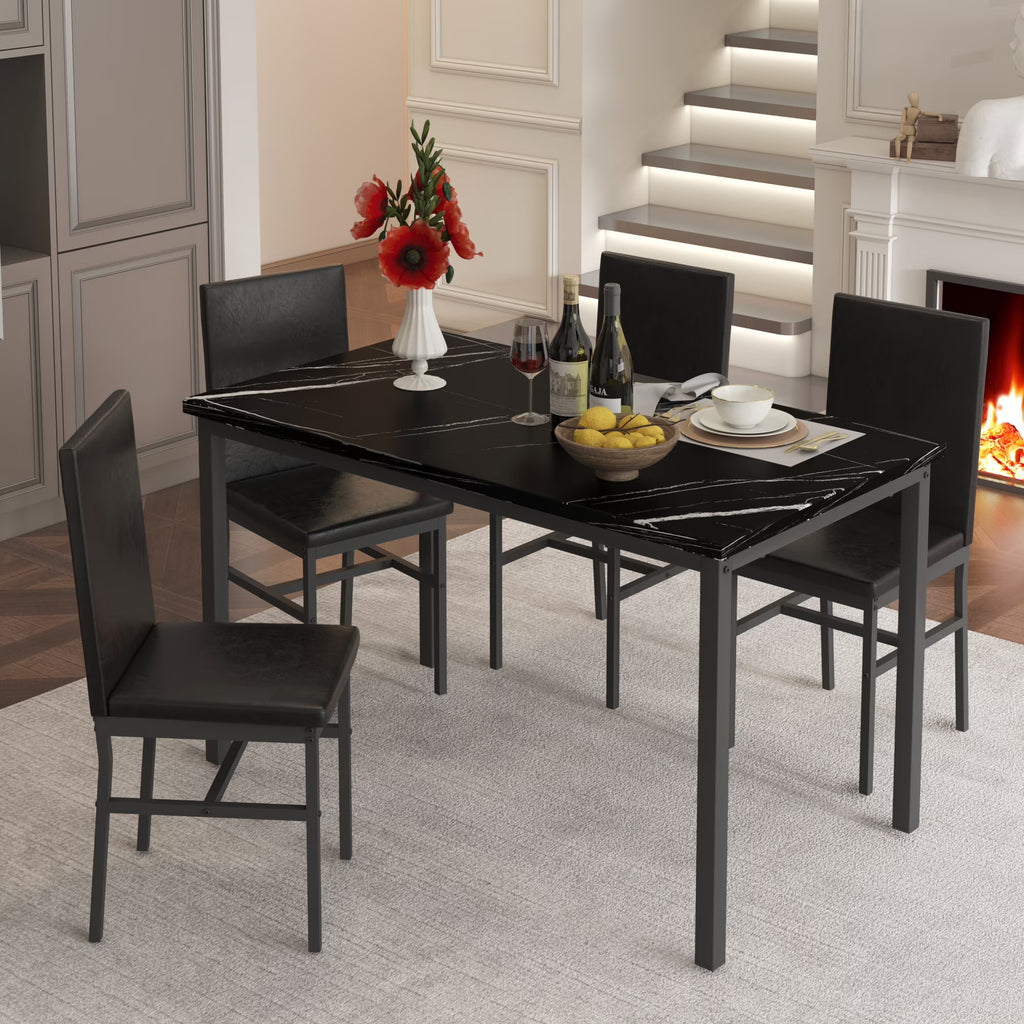 5 Piece Black Dining Table and Chairs Set R746432