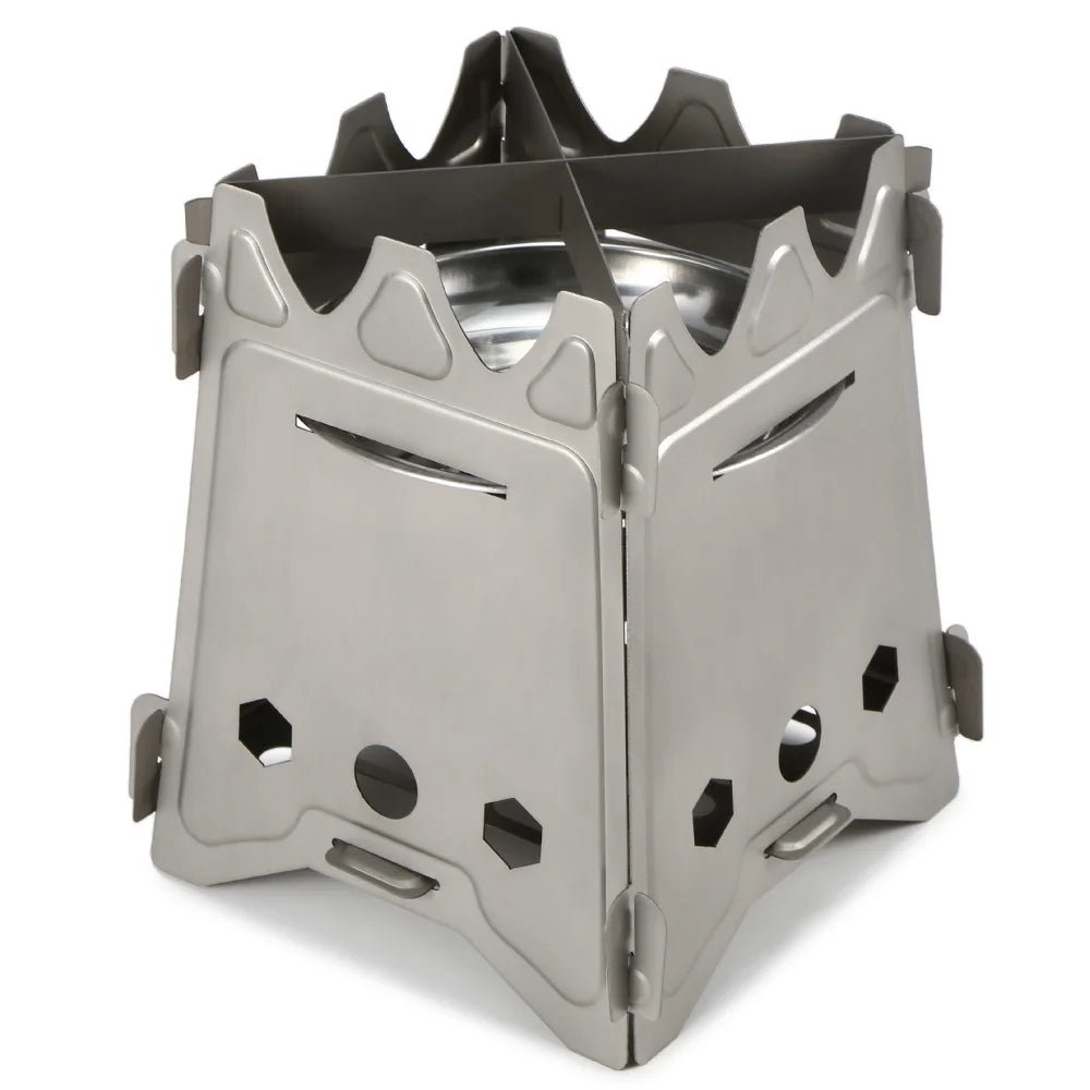 Ultralight Folding Camp Titanium Wood Cooking Stove O84622