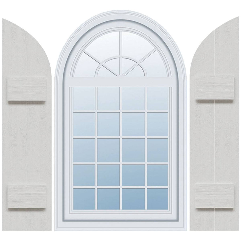Rustic Faux Wood Shutters with Quarter Round Arch Top R682