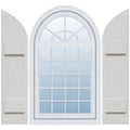 Rustic Faux Wood Shutters with Quarter Round Arch Top R682