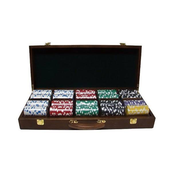 500ct. 14g Poker Chip Set in Walnut Wooden Carry Case X633753