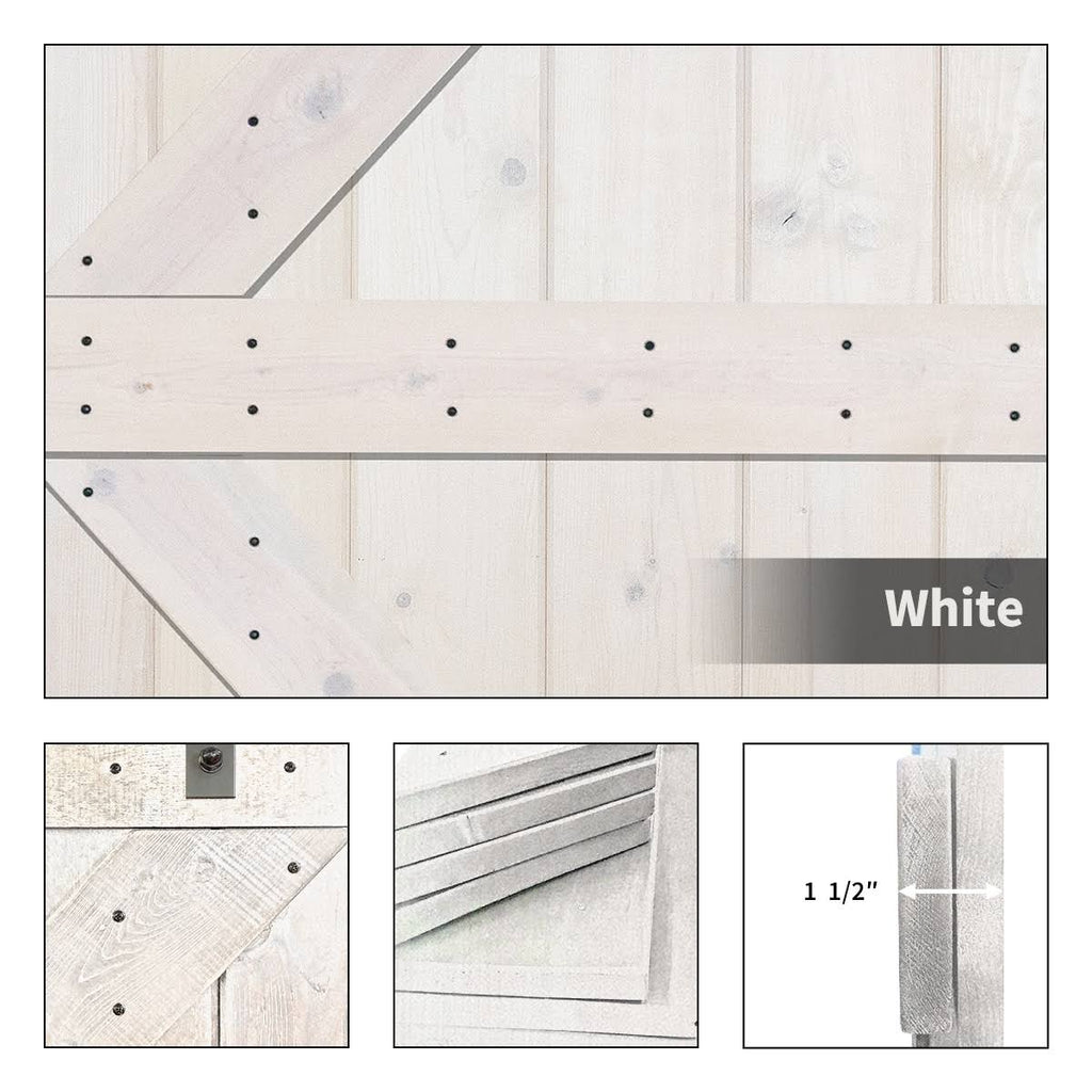 Paneled Wood Barn Door with Installation Hardware Kit L66074