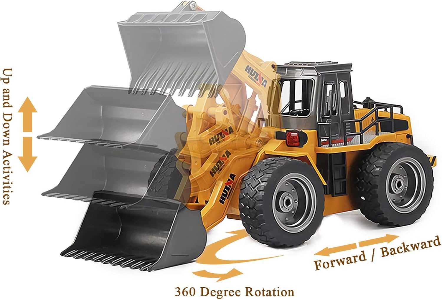 Remote Control Bulldozer Toy Truck 1/18 Scale RC Construction Vehicles Metal Front Loader 4WD Truck with Two Rechargeable Batteries W19275