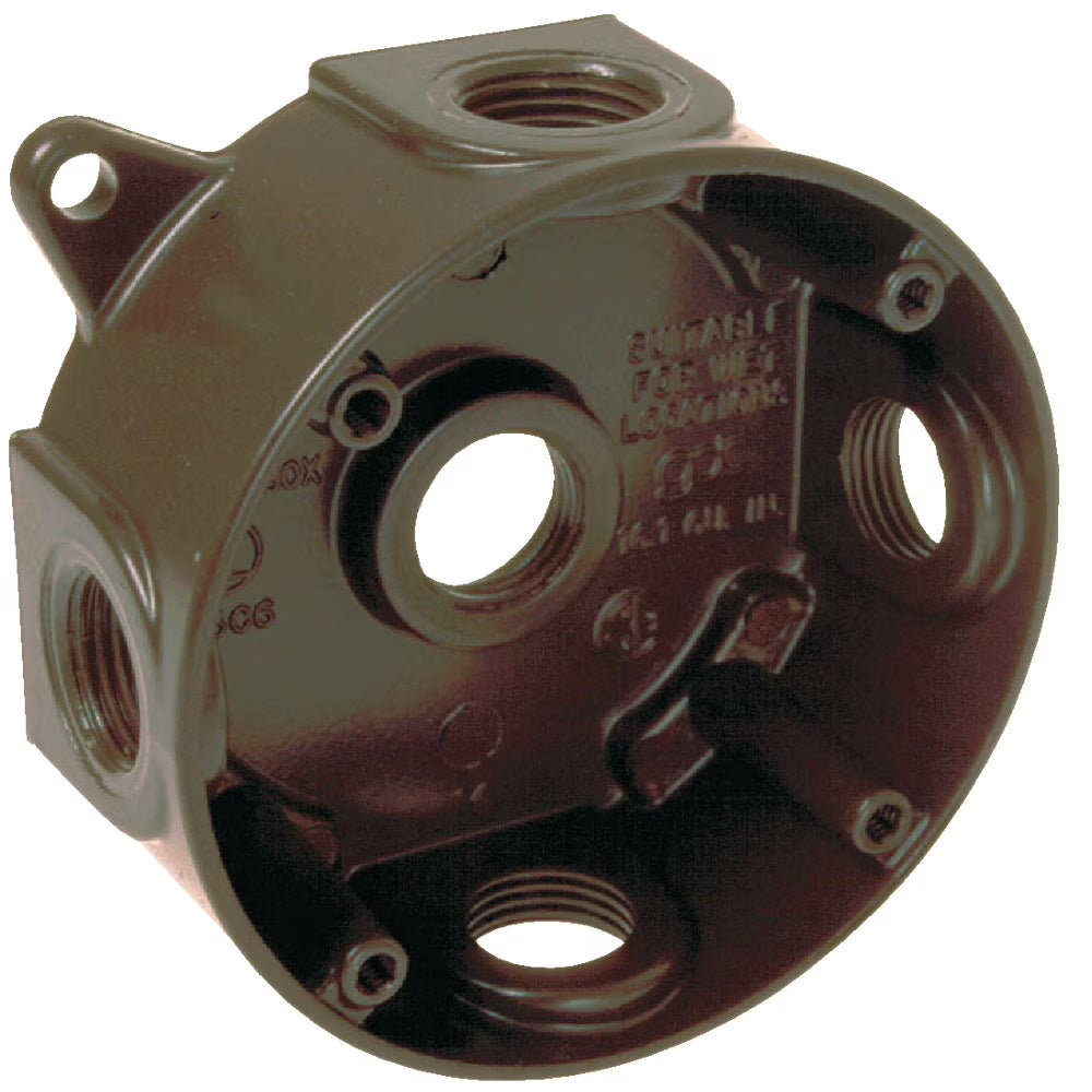 Bell 4 In. 5-Outlet 1/2 In. Bronze Weatherproof Outdoor Round Box G2461