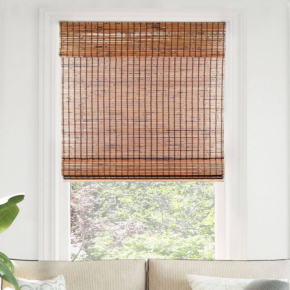 Cordless Bamboo Roman Shades, 29 inch x 64 inch, Brown T90131
