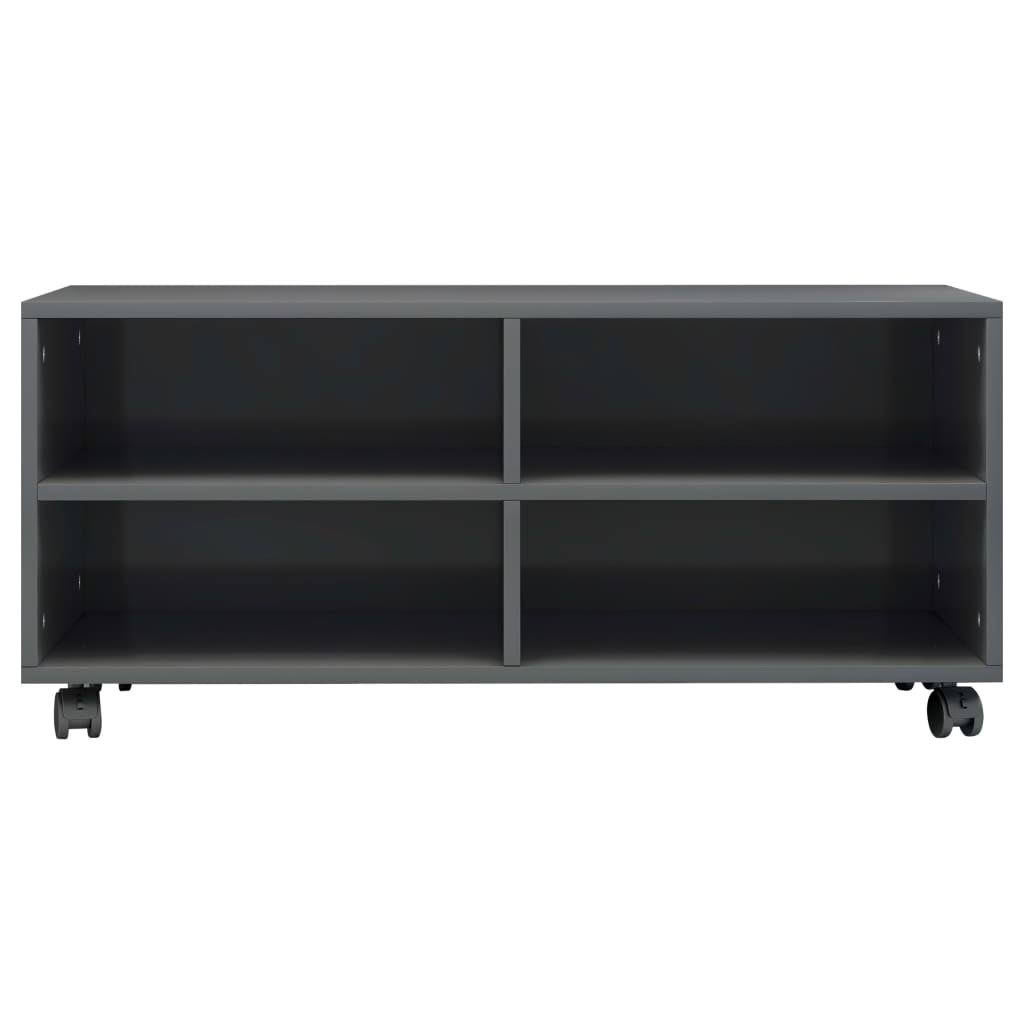High Gloss Gray TV Cabinet with Castors Chipboard B124