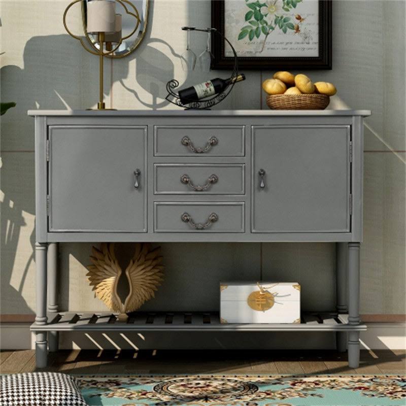 Blue Console Table with 3 Drawers A41086