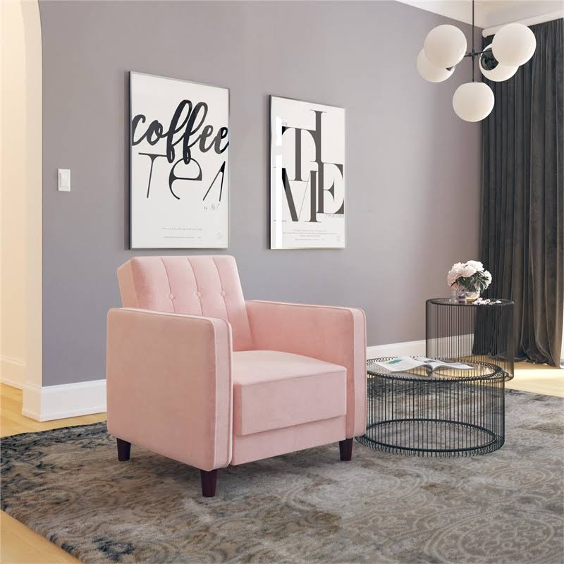 Pink Velvet Tufted Accent Chair N37284