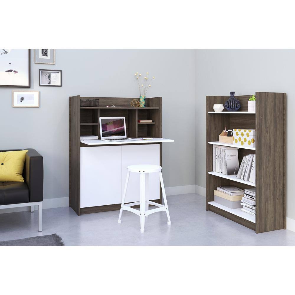 2 Piece Home Office Set Bark Grey White Q63225