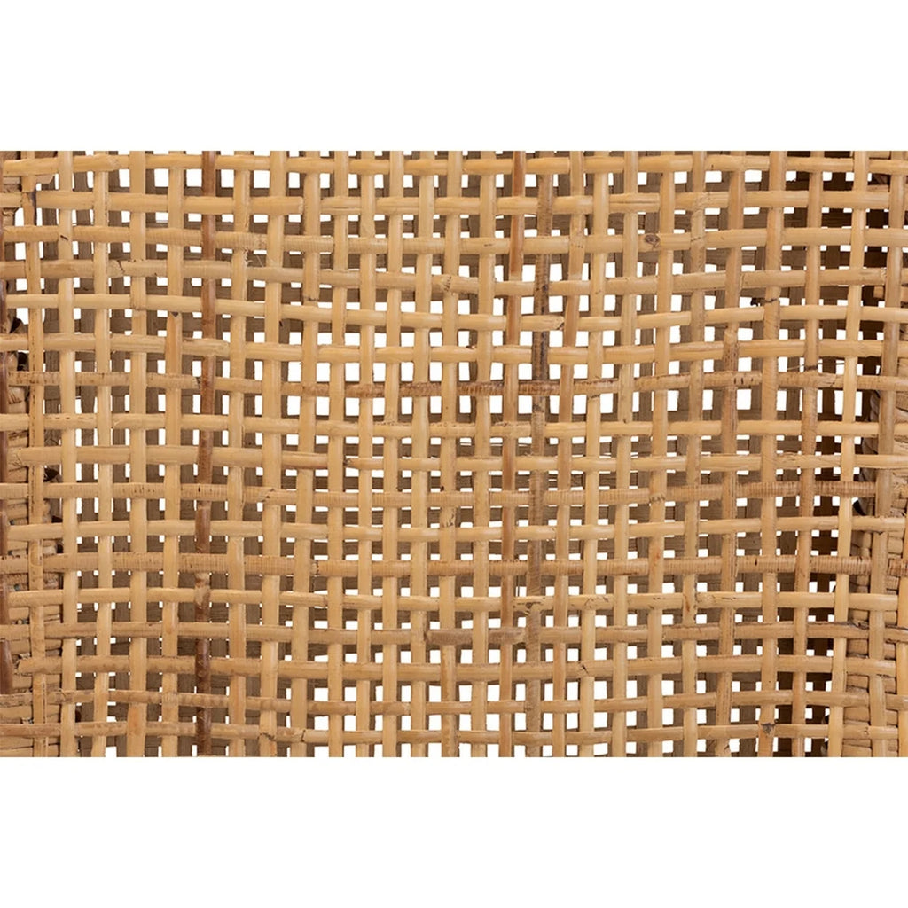 Walnut Brown Wood and Natural Rattan 2-Piece Dining Chair Set S2657